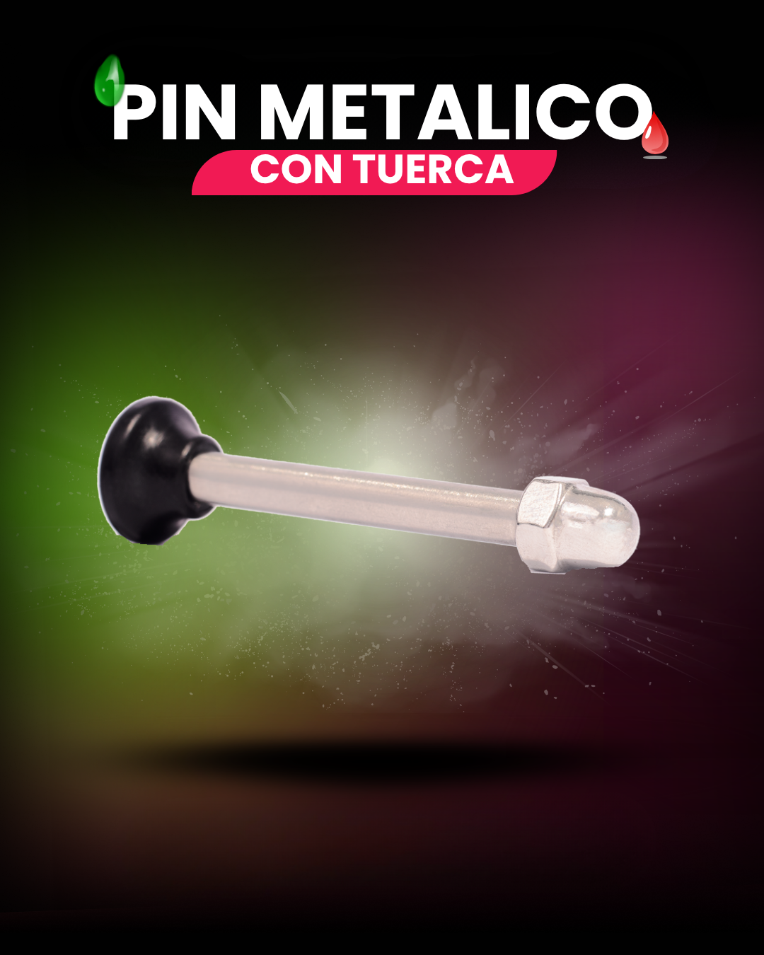 Pin metálico con tuerca