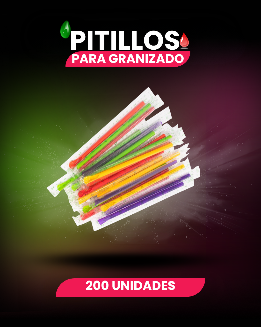200 unidades de Pitillos para granizado