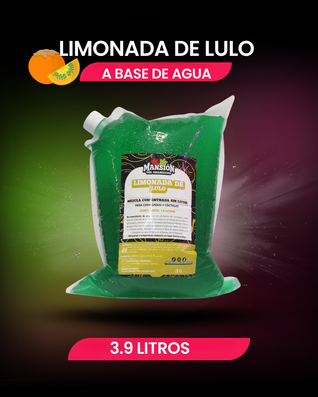 Bolsa materia prima 3.9 Litros a base de agua