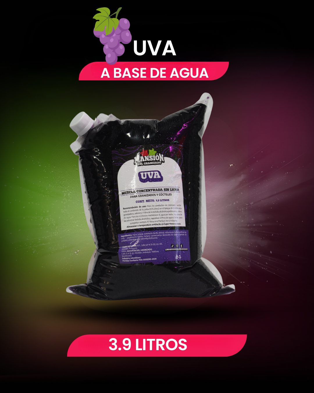 Bolsa materia prima 3.9 Litros a base de agua