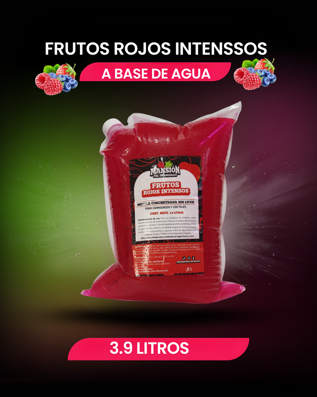 Bolsa materia prima 3.9 Litros a base de agua