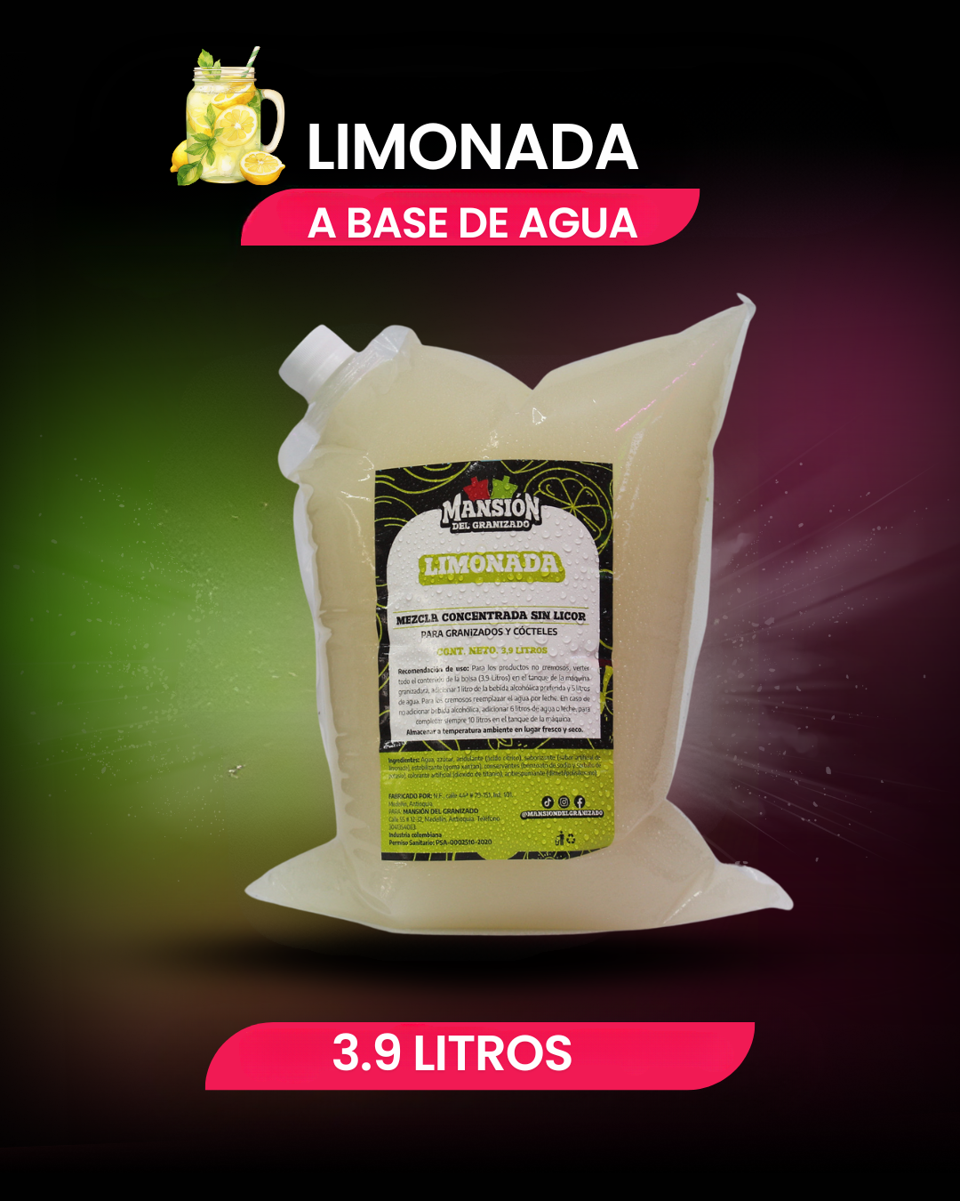 Bolsa materia prima 3.9 Litros a base de agua
