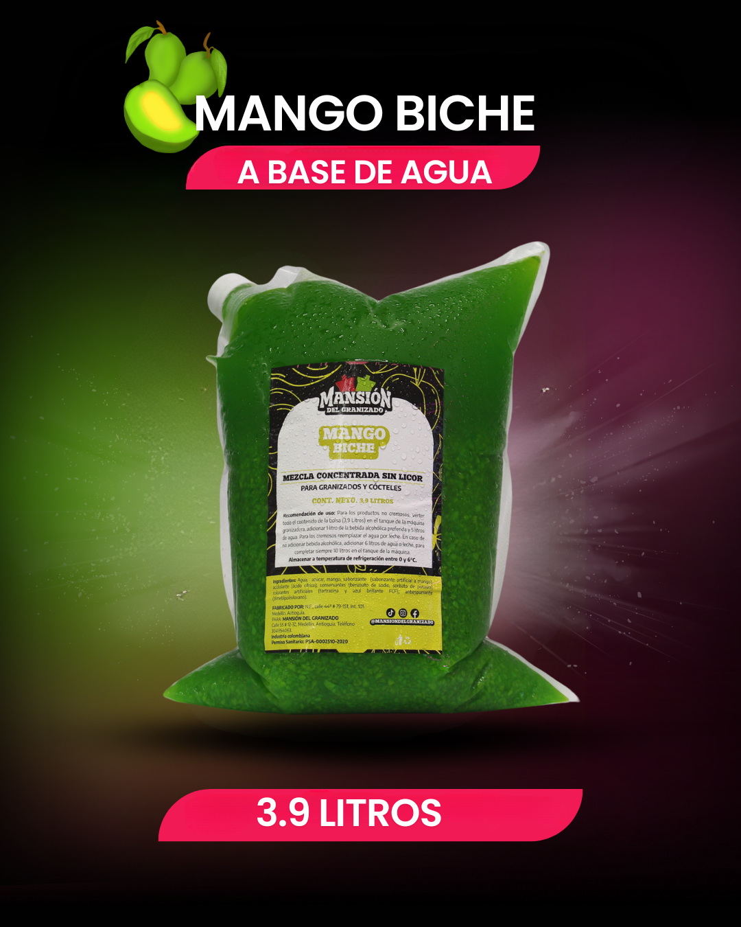 Bolsa materia prima 3.9 Litros a base de agua