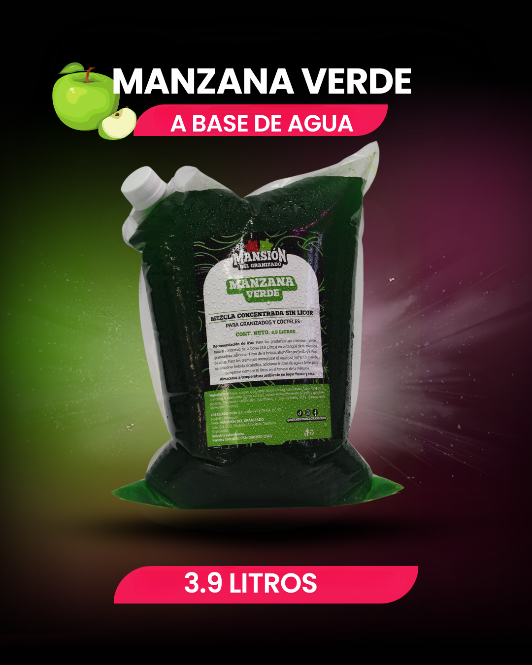 Bolsa materia prima 3.9 Litros a base de agua