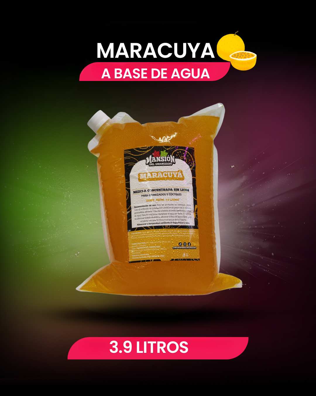 Bolsa materia prima 3.9 Litros a base de agua