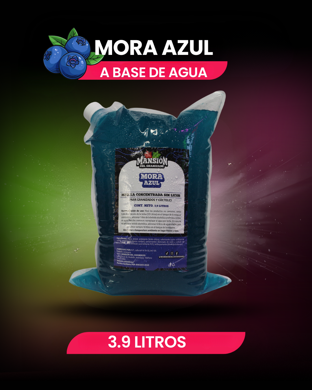 Bolsa materia prima 3.9 Litros a base de agua