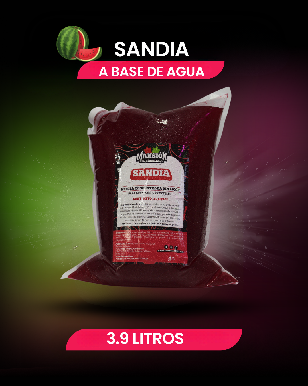 Bolsa materia prima 3.9 Litros a base de agua